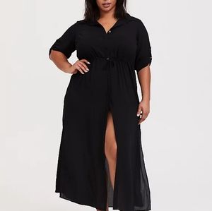 COPY - Torrid CRINKLED MAXI SHIRT DRESS SWIM COVER UP